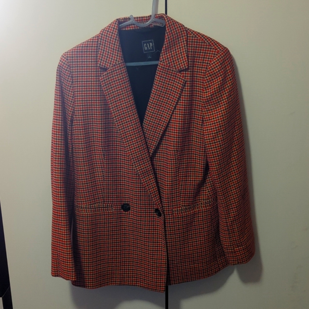 GAP Purple & Red Houndstooth Blazer